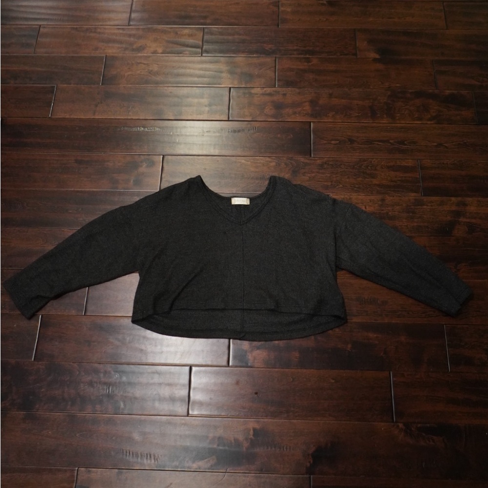Altar’d State Black/Charcoal Gray Long Sleeve Top